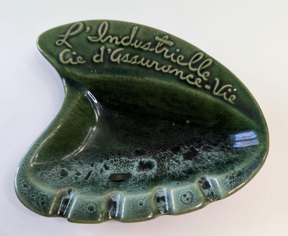 Vtg - Beauce Pottery Industrial Life Insurance Ashtray - Vintage - 6.5'' long
