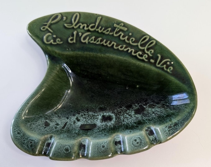 Vtg - Beauce Pottery Industrial Life Insurance Ashtray - Vintage - 6.5'' long