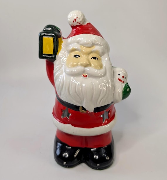 Festive / Christmas - Candle holder - Santa Claus - ceramic -7''tall