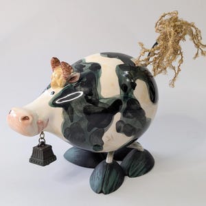 Cute Cow figurine - ceramic - measures 5&#39;&#39; high