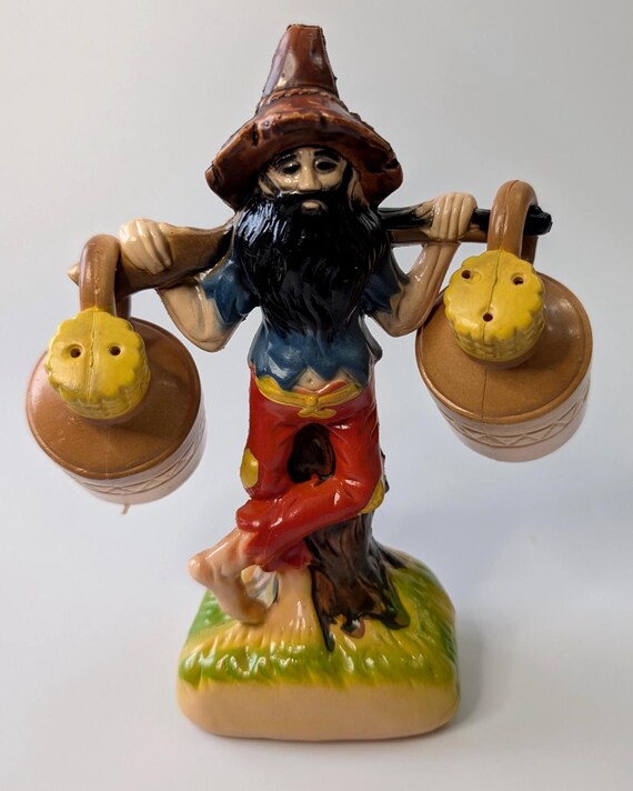 Vintage - Salt and Pepper Shakers - Honk Kong - Hillbilly with Jugs - 6.5'' high