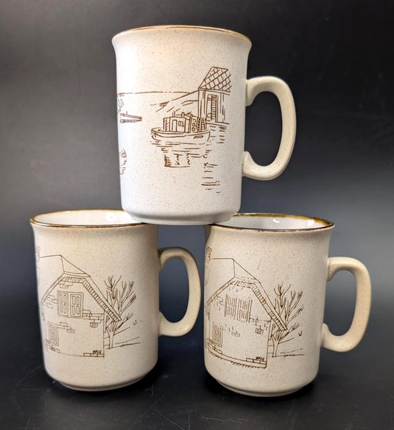 Vintage - Mug / Cup Manoir Collection Cups - Shell Canada / Quebec - Stoneware - Made in Korea - Handmade - sold seperately