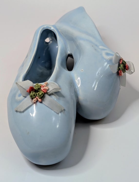 Vintage - Ballerina Slippers - Blue Ceramic - 6.5''long