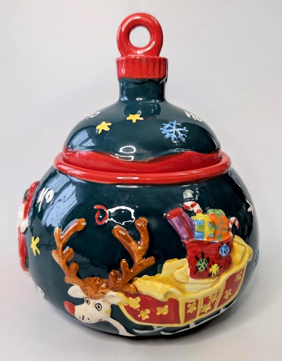 Vintage - Candy Dish with Lid - Festive / Christmas - ceramic