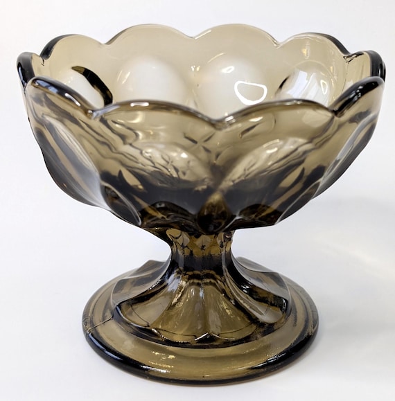 Vintage Anchor Hocking - Brown Sundae bowl - Footed Dish - 4" Tall