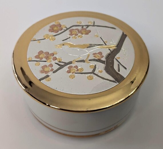 Vintage - Jewelry Box / Case - Art of Chokin - with Gilded Bird - Japan