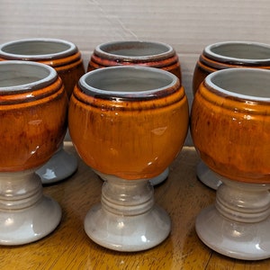 Vintage Poterie Jean Cartier, set de 6 coupes - 5"haut