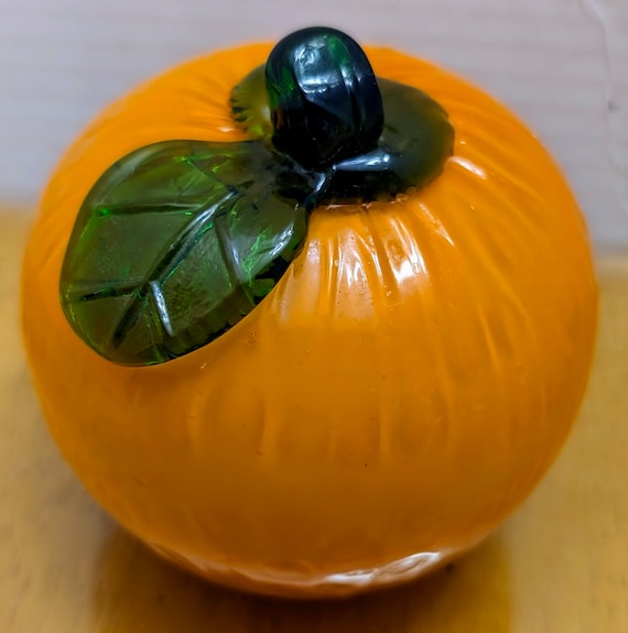 Vintage Orange Blown Glass Measuring 4'' Diameter
