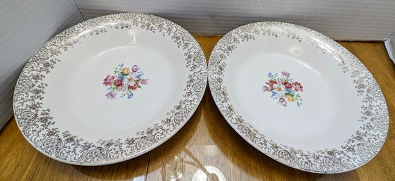 Vintage - Serving Platter by French Saxon China Company with 22k Gilding - 7'' Diam.
