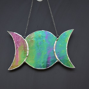 Triple Moon Goddess Glass Artwork