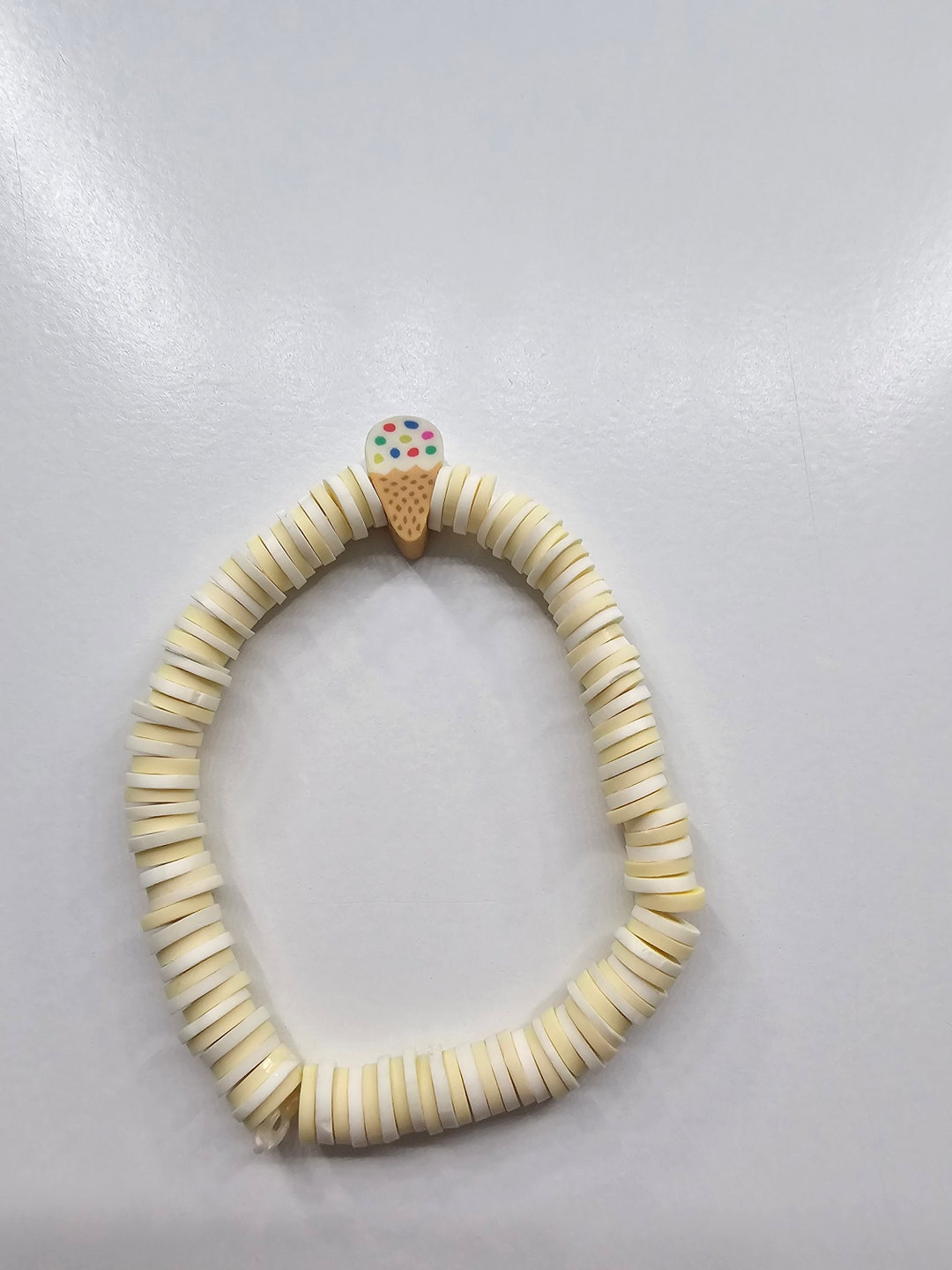 Yellow and White Clay Bracelet W/ Ice Cream Charm - Etsy