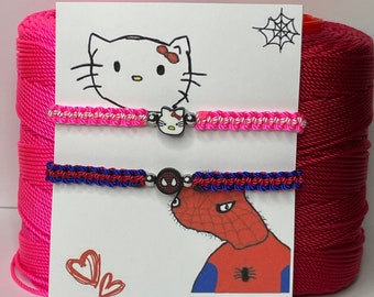 Kitty and Spider matching couple bracelets