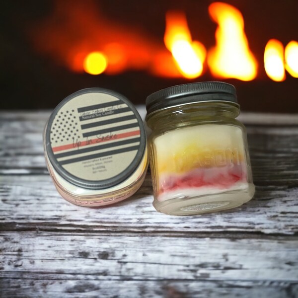 Up In Smoke Mason Jar Candle - 8oz - A Grateful Salute to First Responders