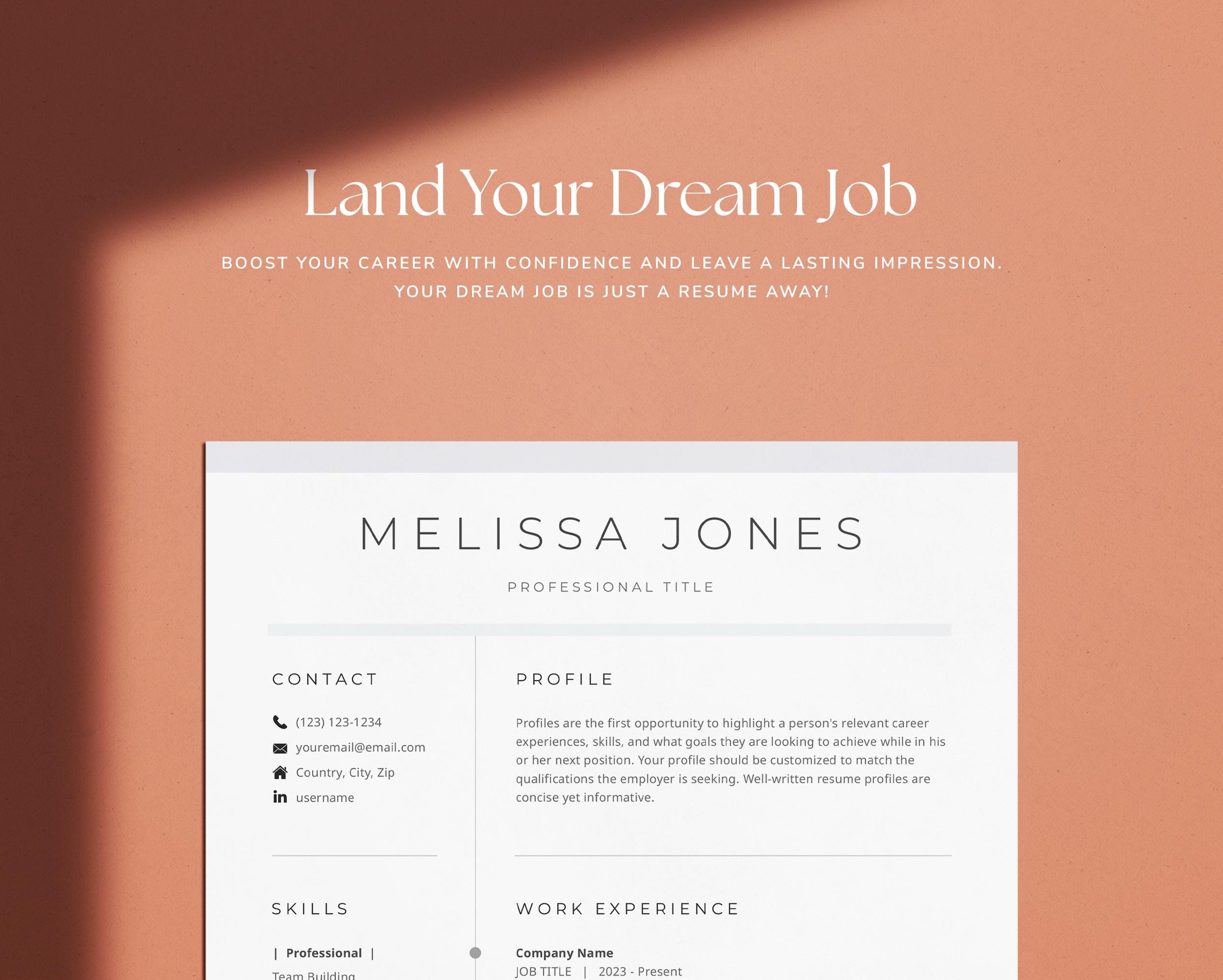 Modern Resume Template for Microsoft Word and Google Docs, Cover Letter ...