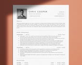 Single Column Resume Template for Microsoft Word and Google Docs, Cover Letter and References Templates, Resume Template Instant Download CV