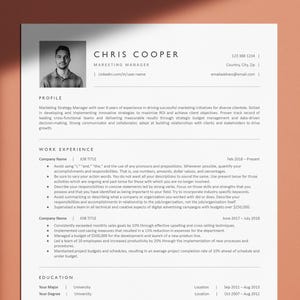 Plantilla de CV de una sola columna para Microsoft Word y Google Docs, plantillas de carta de presentación y referencias, plantilla de CV de descarga instantánea