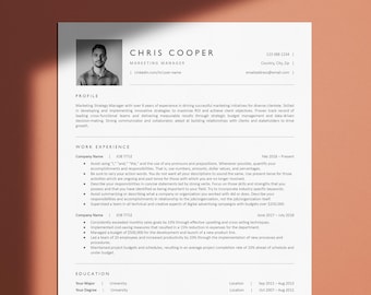 CV-sjabloon met één kolom voor Microsoft Word en Google Docs, sjablonen voor sollicitatiebrief en referenties, CV-sjabloon CV direct downloaden CV