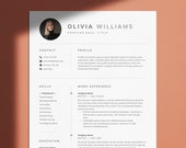 Clean Resume Template With Photo for Microsoft Word and Google Docs, Cover Letter and References Templates,Cv Template Word Instant Download
