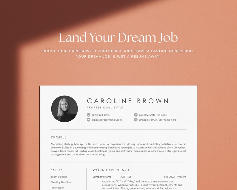 Minimalist Resume Template for Microsoft Word and Google Docs, Cover ...