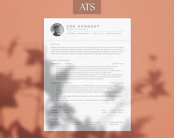 Plantilla de CV compatible con ATS para Microsoft Word y Google Docs, plantillas de cartas de presentación y referencias, descarga instantánea de plantilla de CV ATS