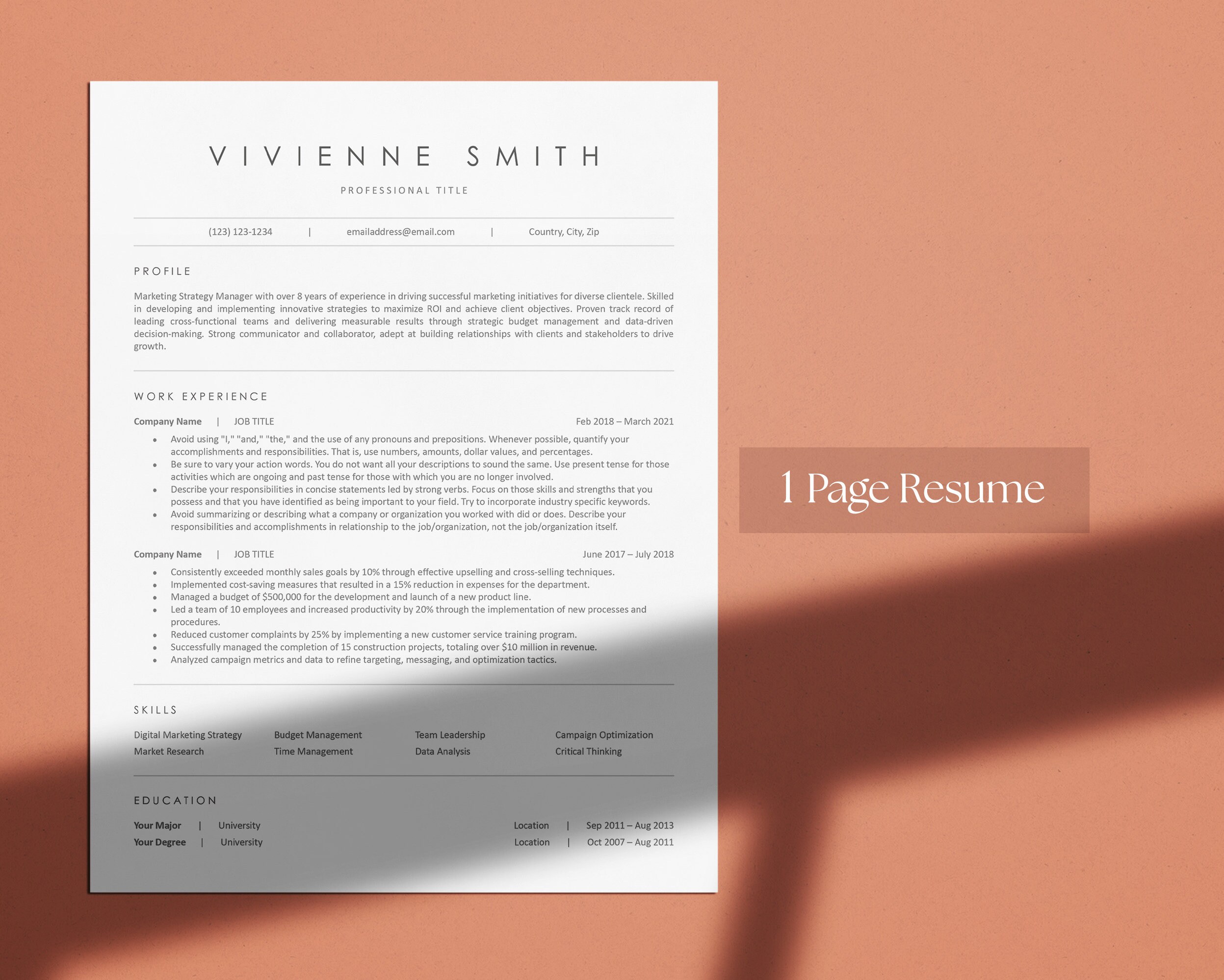 Clean ATS Friendly Resume Template for Microsoft Word and Google Docs ...