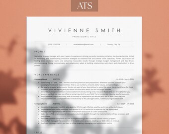 Plantilla de CV limpia y compatible con ATS para Microsoft Word y Google Docs, plantillas de cartas de presentación y referencias, descarga de plantillas de CV ATS, CV