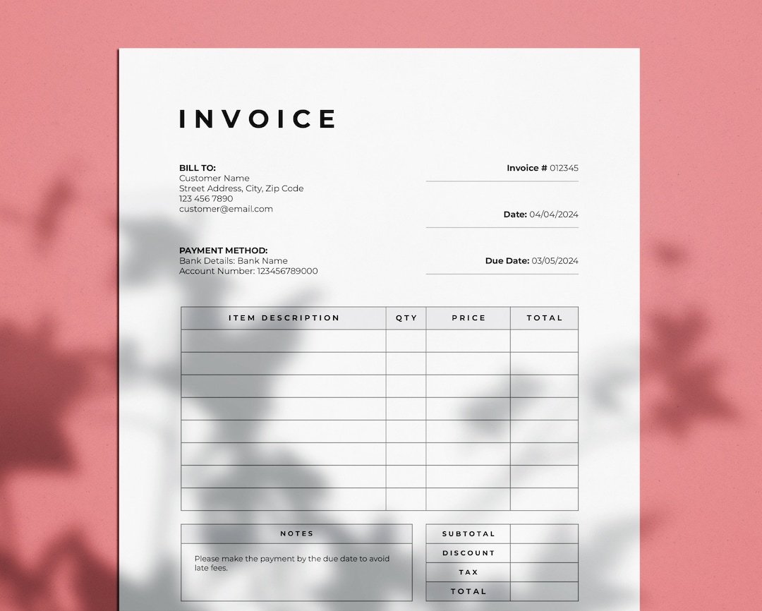 Clean Invoice Template for Microsoft Word and Google Docs, 4 Versions ...