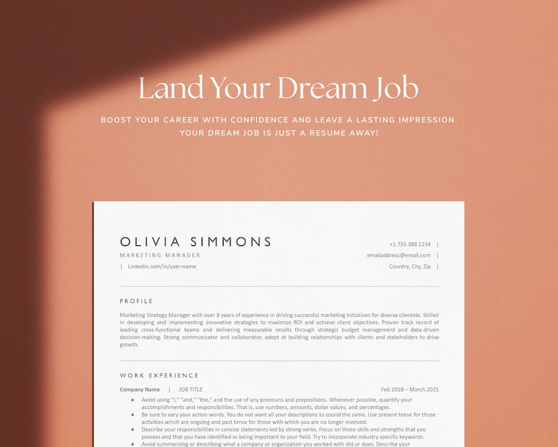 ATS Friendly Resume Template for Microsoft Word and Google Docs, Cover Letter and References Templates, ATS Resume Template Instant Download