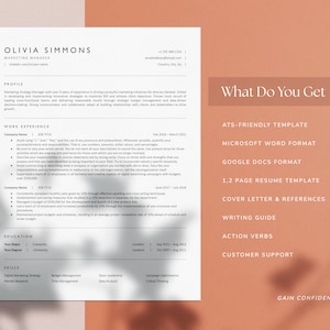 ATS Friendly Resume Template for Microsoft Word and Google Docs, Cover Letter and References Templates, ATS Resume Template Instant Download