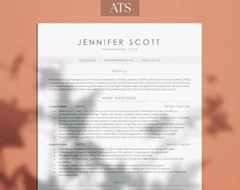 Plantilla de CV compatible con ATS para Microsoft Word y Google Docs, plantillas de carta de presentación y referencias, descarga instantánea de plantilla de CV ATS