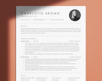 Modello di curriculum minimalista per Microsoft Word e Google Docs, modello di lettera di presentazione e referenze, modello di CV Word download digitale istantaneo