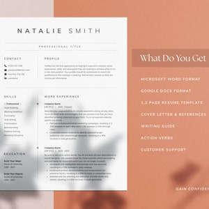 Clean Resume Template for Microsoft Word and Google Docs, Cover Letter ...