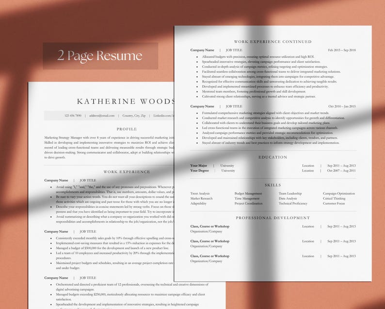 ATS Friendly Resume Template for Microsoft Word and Google Docs, Cover ...