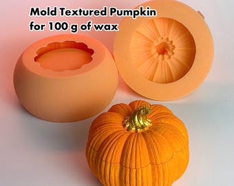 Pumpkin 100 g Wax Textured Silicone Mold Pot With Lid, Fall Mold, Vegetable Concrete Vessel Mold, Autumn Cute Pumpkin Silicone Mold, 3D Mold