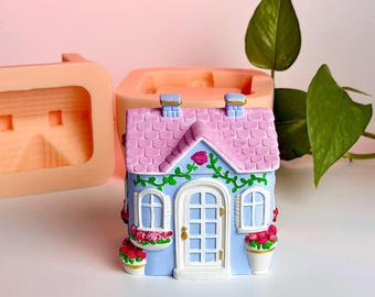 Flower House Silicone mold. Romantic Provence Mold. Mold for House. Silicone mold Provence Bloom Cottage. Bridgerton Style Planter Mold