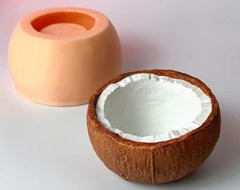 Coconut Vessel Silicone Mold, Fruit-shaped planter mold, Coconut Shell Silicone Mold for Pot, Tropical Coconut Bowl Mold, 3D Realistic Mold