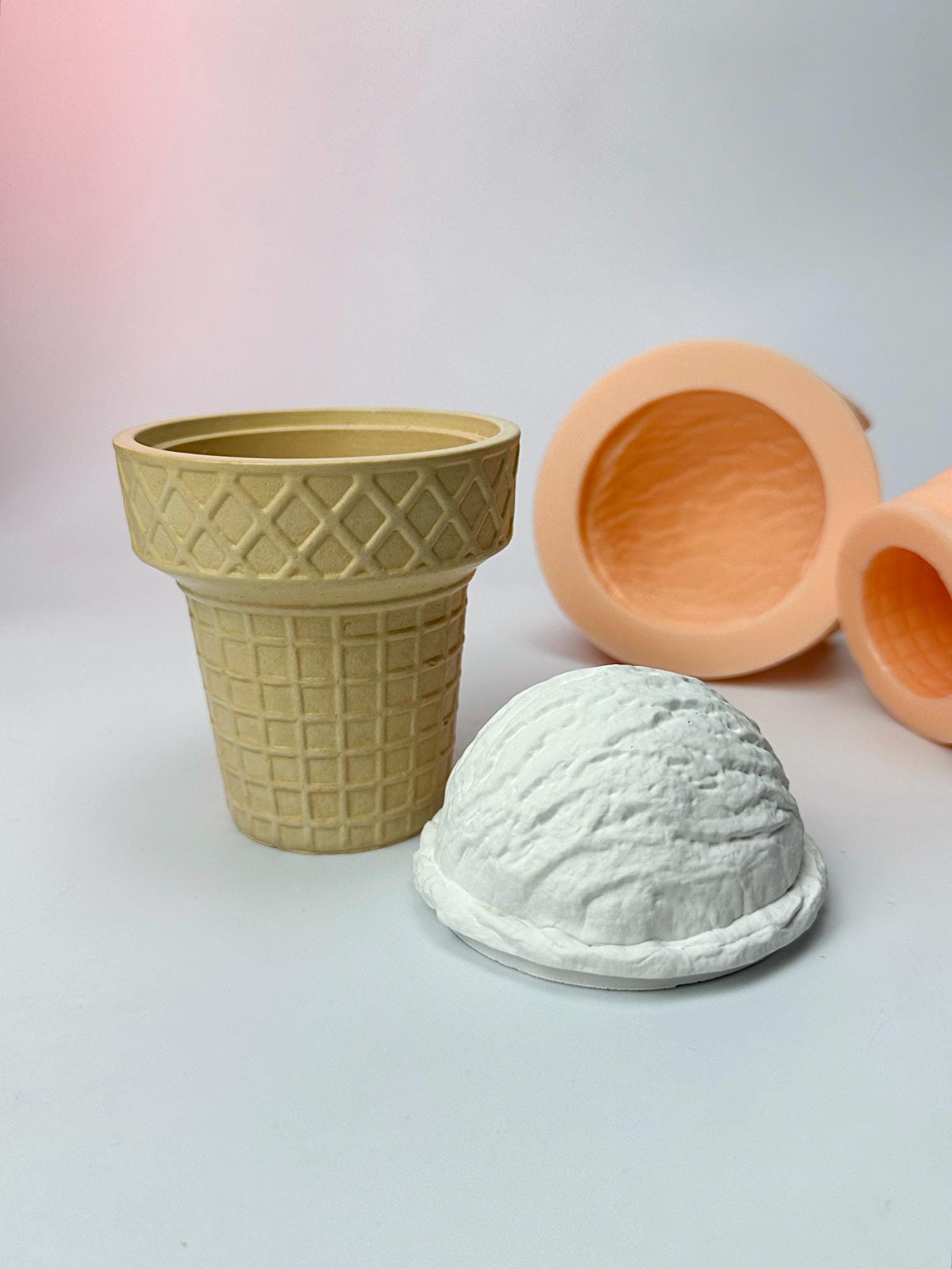 Ice Cream Pot Silicone Mold. Waffle Planter Mold. 3D Ice Cream Ball Pot Mold. Cute Mold for Summer. Dessert Pot Mould. Mold Ice cream jar