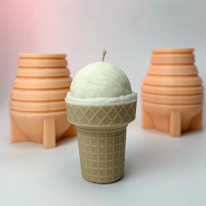 Ice Cream Candle Silicone Mold. Waffle Cone Wax Mold. 3D Ice Cream Ball Mold. Cute Candle Mold for Summer. Dessert Candle Mould. Mold Wax