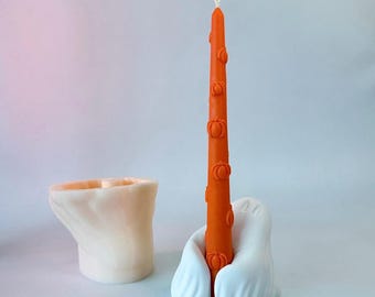 Silicone Mold Set Ghost Candle Stick and One Tall Candle Of Your Choise, Halloween Ghost Mold Candle Holder, Mold Pillar Candle Fall Theme