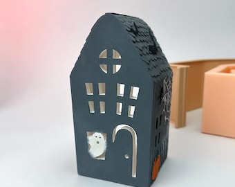Halloween House Silicone Mold, Tea Light Silicone mold House, House decor Mold, Mold Ghost Pumpkin, Mold for Halloween, Magic Mold candle