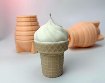 Ice Cream Cone Silicone Mold. Waffle Cone Wax Mold. 3D Ice Cream cone Mold. Cute Candle Mold for Summer. Dessert Candle Mould. Mold Wax