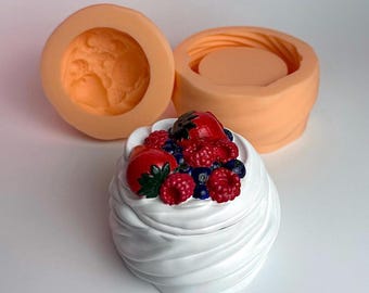 Pavlova Dessert Silicone mold. The Pavlova Cake mold. Jar Mold. Mold Meringue. Mold for sweet cake pot. Silicone mold Cream with fruits