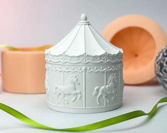 Carousel Horses Silicone mold Pot, Fairytale  Christmas toy mold, New Year Silicone mold pot, Horses pot Mold, Mold for Carousel, Horse mold