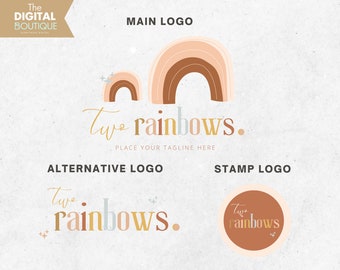 Rainbow logo design, Editable Canva Design, Rainbow Minimal, Rainbow Logo, Branding Kit, Modern Logo, Canva Logo