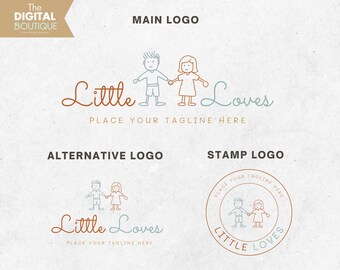 Minimalistic Children Logo, Editable Canva Design, Minimal Logo, Kid Logo, Branding Kit, Modern Logo, Canva Logo