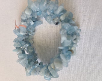 Powder blue or baby pink Chunky polished stone bracelet