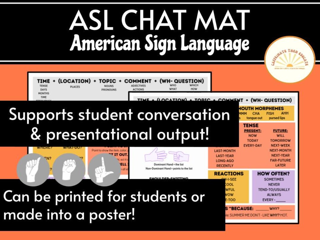 Basic Chat Mat Chat Mat - General Conversation & Presentational (american Sign ...