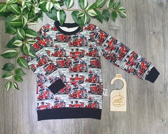 Sofortkauf - Sweater - Pullover - Größe 110 - Feuerwehr- Feuer - Handmade Kleidung - Baby - Kinder - Geschenk