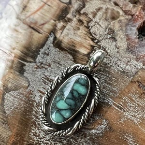 Desert Bloom Variscite Petite Pendant, Light Blue Variscite Pendant, Blue Variscite Pendant, Silver and Stone Necklace