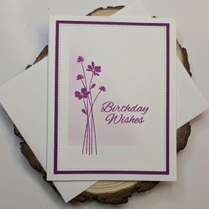 Carte de voeux d'anniversaire faite main - Design élégant de fleurs sauvages - Carte de voeux de célébration pour elle ou maman, carte d'anniversaire, avec enveloppe, gif